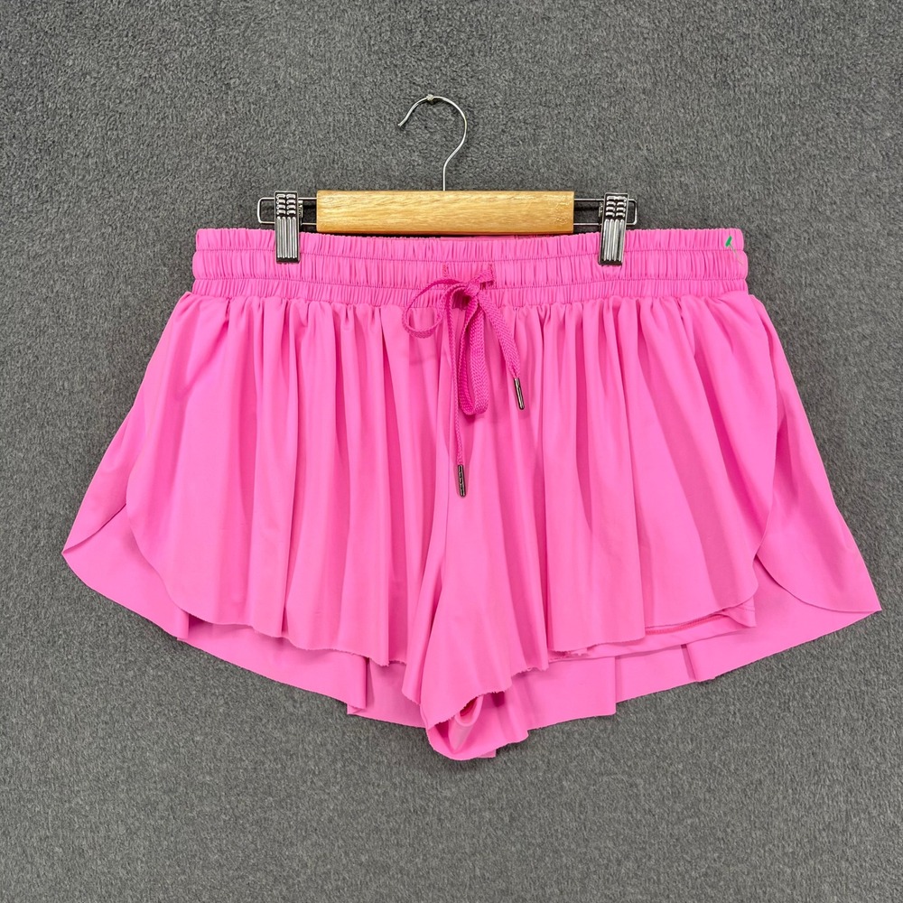 Blaosn Flowy Athletic Shorts Womens Large Pink 2-in-1 Built-in Liner Gym Running